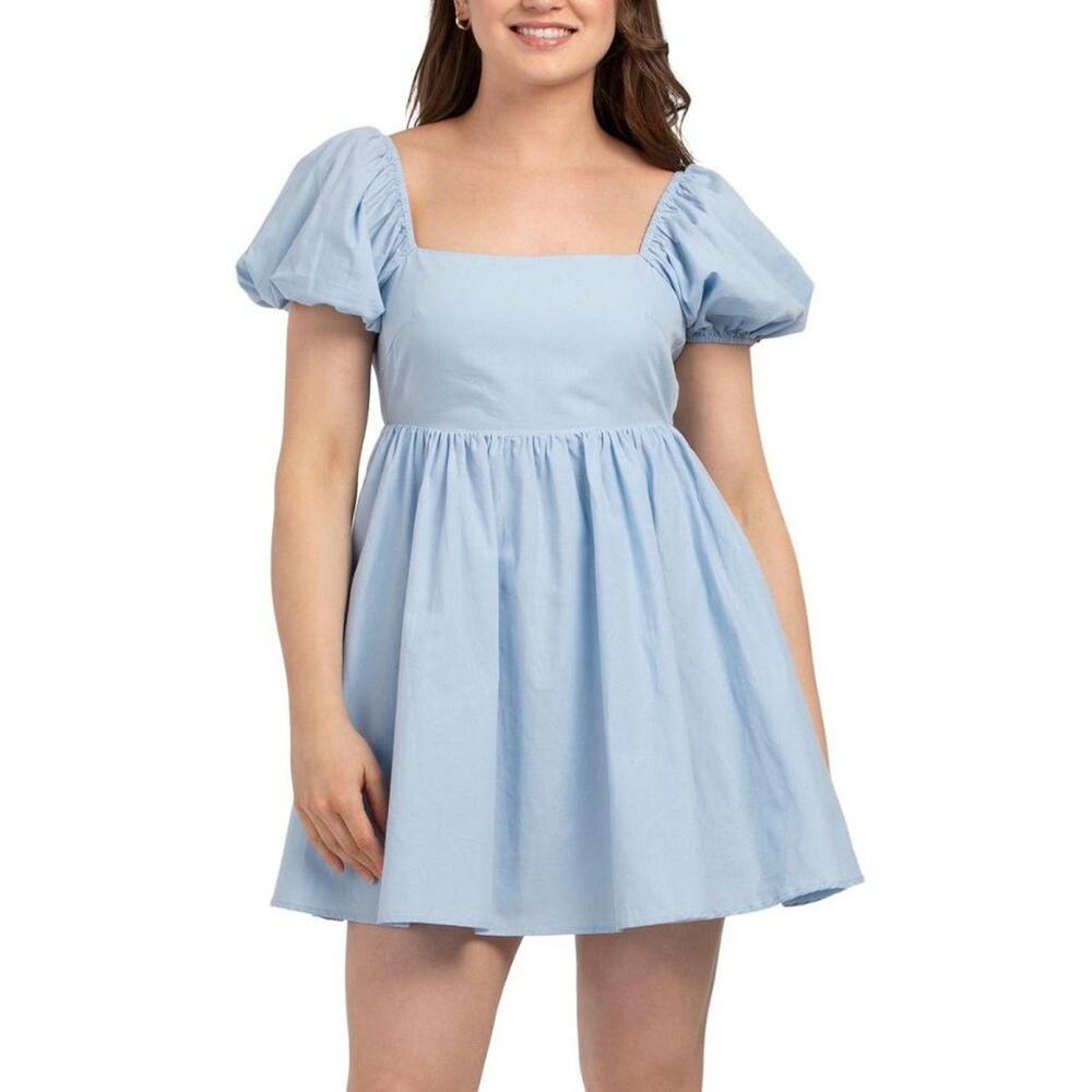 Le Lis Romantic Blue Puff Sleeve Dress Cottagecore Coquette Regency SoftGirl L